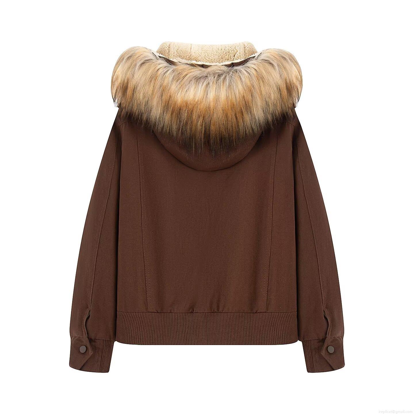 Women's Workwear Style Hooded Winter Jacket With Detachable Faux Fur Collar Sherpa Lined Cotton Blend Padded Coat For Outdoor Casual Warmth Coffee