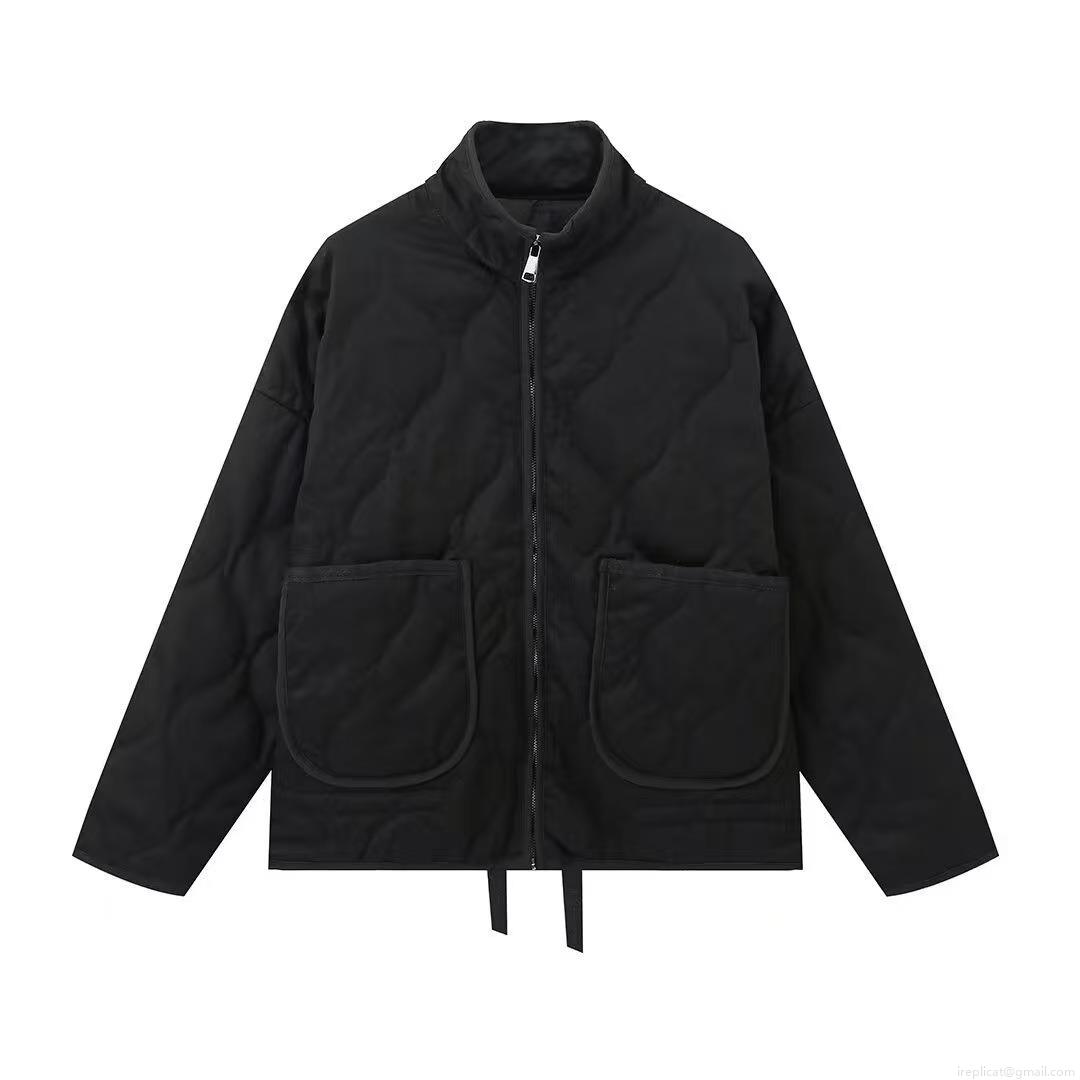 Women Quilted Puffer Jacket Cotton Blend Stand Collar Zip Up Outerwear With Big Pockets Casual Warm Lightweight Coat For Fall Winter