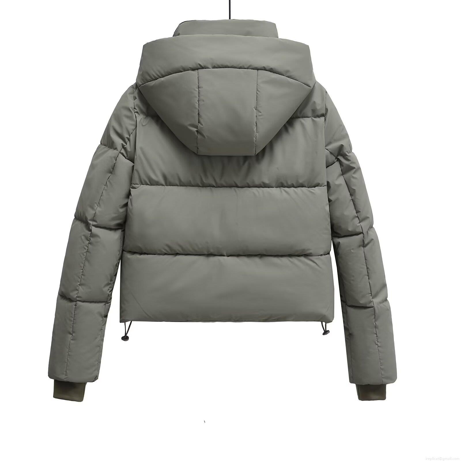 Women's Short Hooded Puffer Jacket Fashion Seamless Heat-sealed Windproof Warm Cotton Padded Coat French Elegant Style Casual Outdoor Winter Outerwear