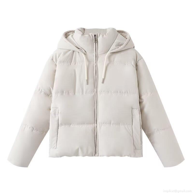 Women's Fashion Hooded Puffer Jacket Casual Warm Quilted Cotton Blend Winter Coat Loose Fit Long Sleeve Outerwear For Women