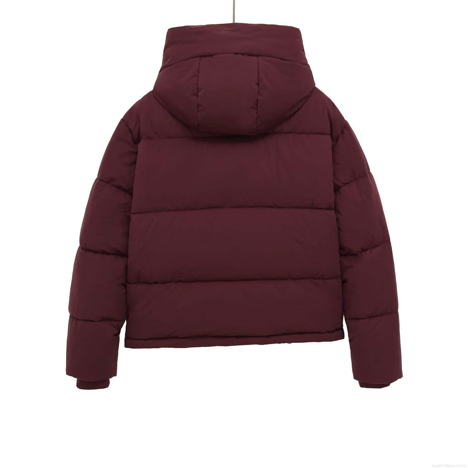 Women's Casual Hooded Puffer Jacket Short Cotton Padded Coat Winter Warm Windproof Quilted Outerwear Zipper Front Solid Color Jackets For Ladies