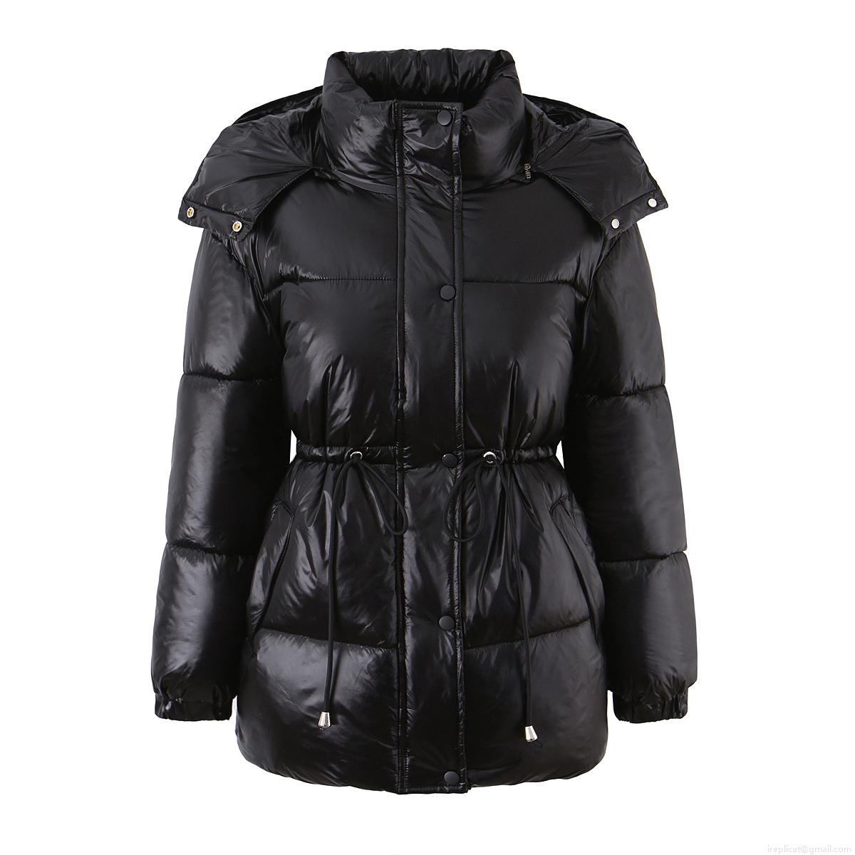Women's Quilted Padded Jacket Hooded Mid-Length Cotton Blend Warm Coat With Drawstring Waist Zip Up Puffer Jacket For Winter Outdoor Casual Streetwear