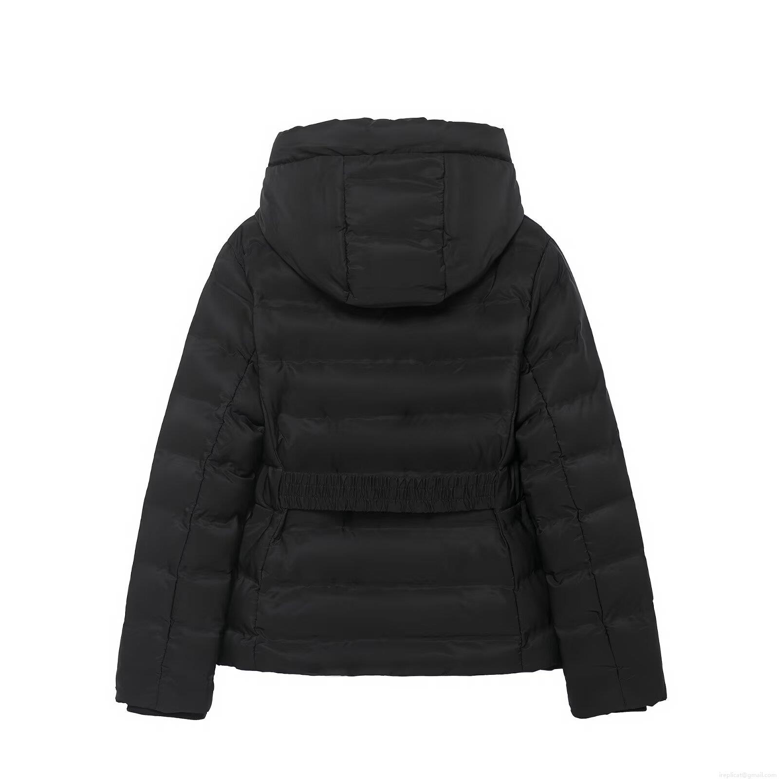 Women's Hooded Puffer Jacket Windproof Waterproof Quilted Slim Fit Belted Coat Winter Warm Casual Outerwear For Ladies